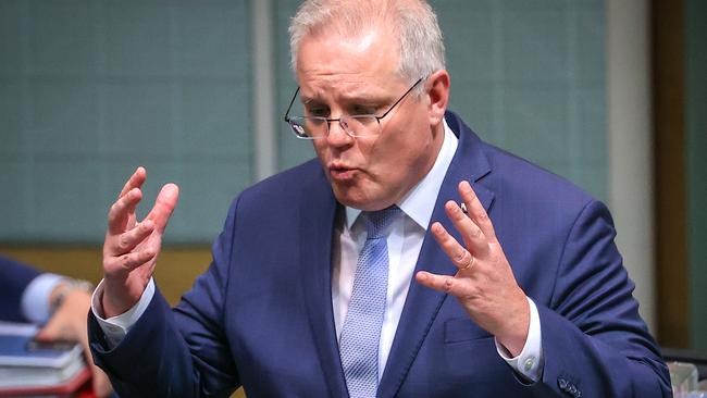 Prime Minister Scott Morrison speaks during Question Time on September 3. Picture: David Gray/Getty Images