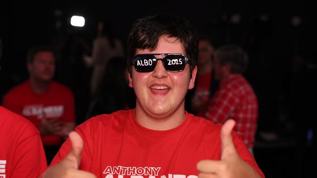 A Labor supporter seen at Canterbury Hurlstone Park RSL Club after the polls closed at 6pm. Picture: Jason Edwards / NewsWire