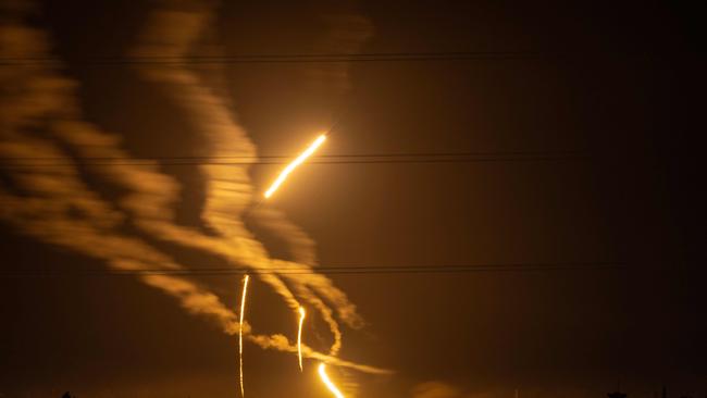 Flares seen in southern Israel that were launched by Israeli forces above the Gaza Strip. Picture: AFP