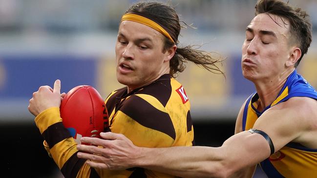 Hawthorn coach Sam Mitchell says Jack Ginnivan is ‘desperate’ to return against Collingwood on Saturday. Picture: Will Russell / Getty Images