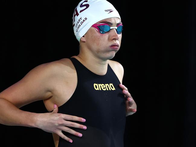 Alexa Leary readying herself for the women’s multi-class 50m Freestyle Final. Picture: Chris Hyde/Getty Images