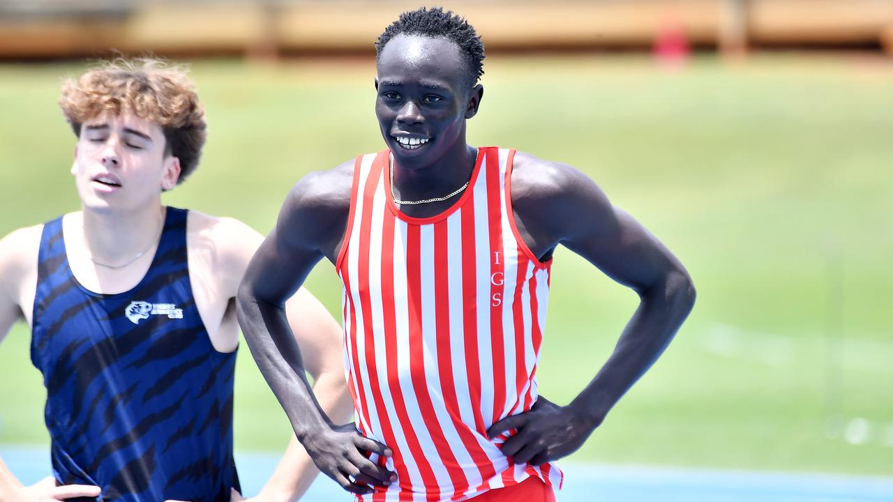 Gout Gout of IGS at the Queensland All Schools track and field championships at QSAC. Picture, John Gass