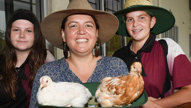 Humpty Doo teacher Natasha Burrows from Taminmin College is one of only 15 female teachers in Australia selected for a new school-based project aiming to get girls into careers in the agri-tech sector Natasha with students Mitchell Scott and Lorna O'Farell.