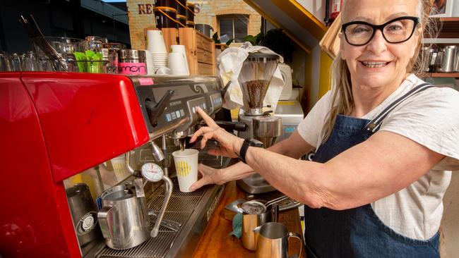 Alison Baker has managed to keep her business open during the coronavirus outbreak with booming coffee sales. Picture: Tony Gough