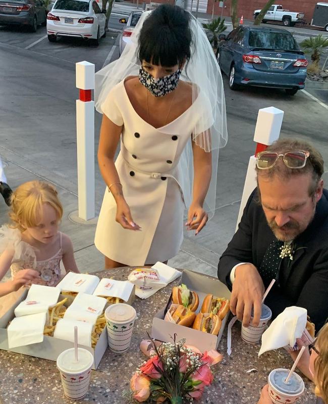 Allen wore a face mask for a fast food reception. Picture: davidharbour/Instagram