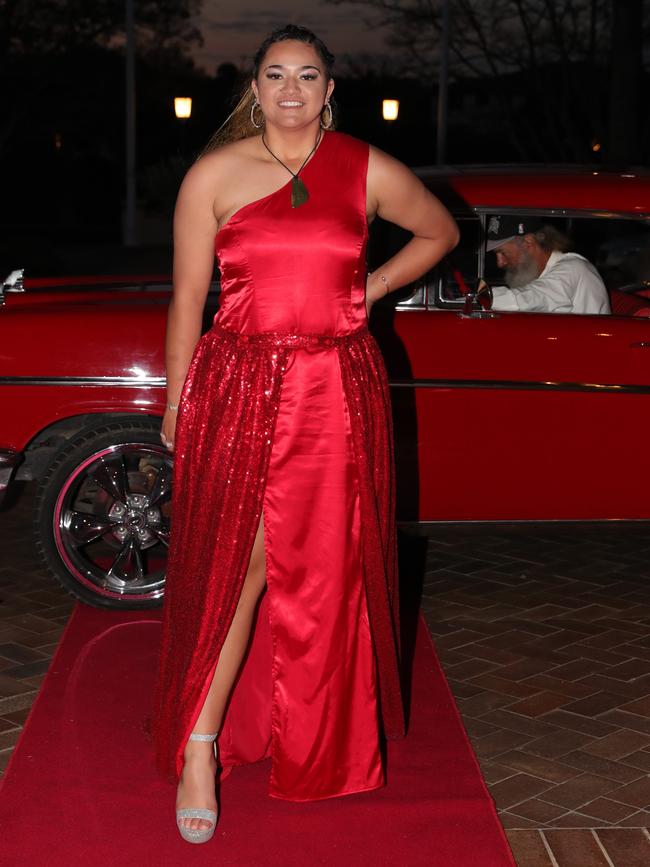 Tynaja Roberts, 17, at the Ormeau Woods School formal at Links Resort, Hope Island. Picture: Glenn Hampson