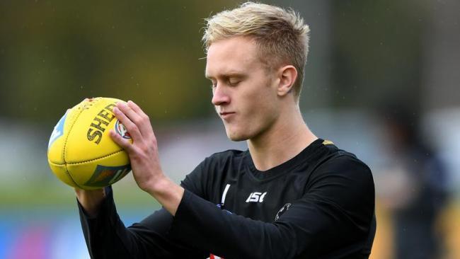 Jaidyn Stephenson trains at the Holden Centre before he faced the media. Picture: AAP