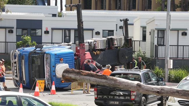 The mobile crane was remote operated with no one inside. Picture Glenn Hampson