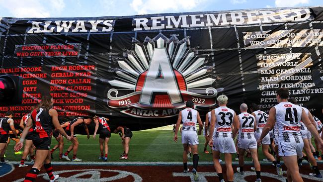 The Anzac Day match has been marred by an attack on an Essendon fan. Picture: Mark Stewart