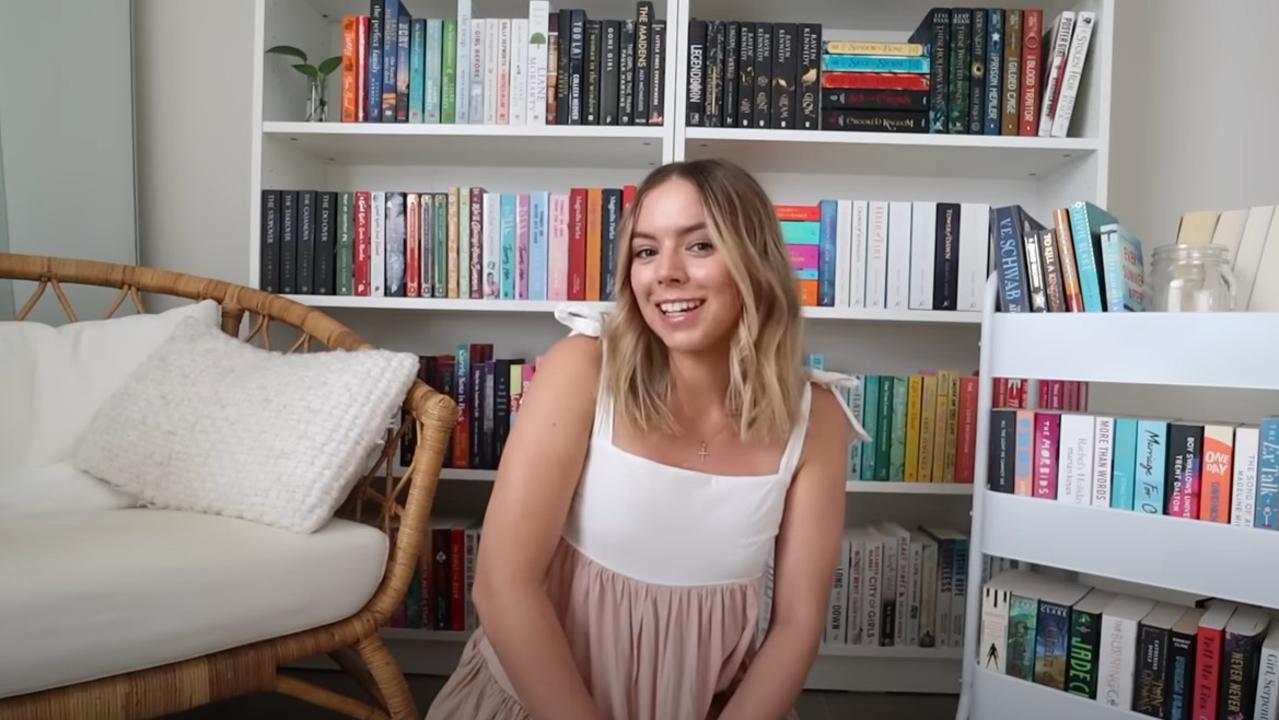 Rachel Catherine is an Australian 'book-tuber', sharing YouTube videos all about books. Picture: YouTube / Rachel Catherine