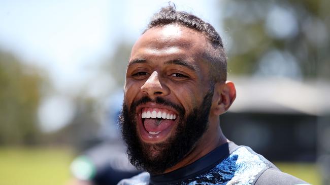 Josh Addo-Carr will join the Bulldogs in 2022 on a four-year deal. Picture: David Swift.