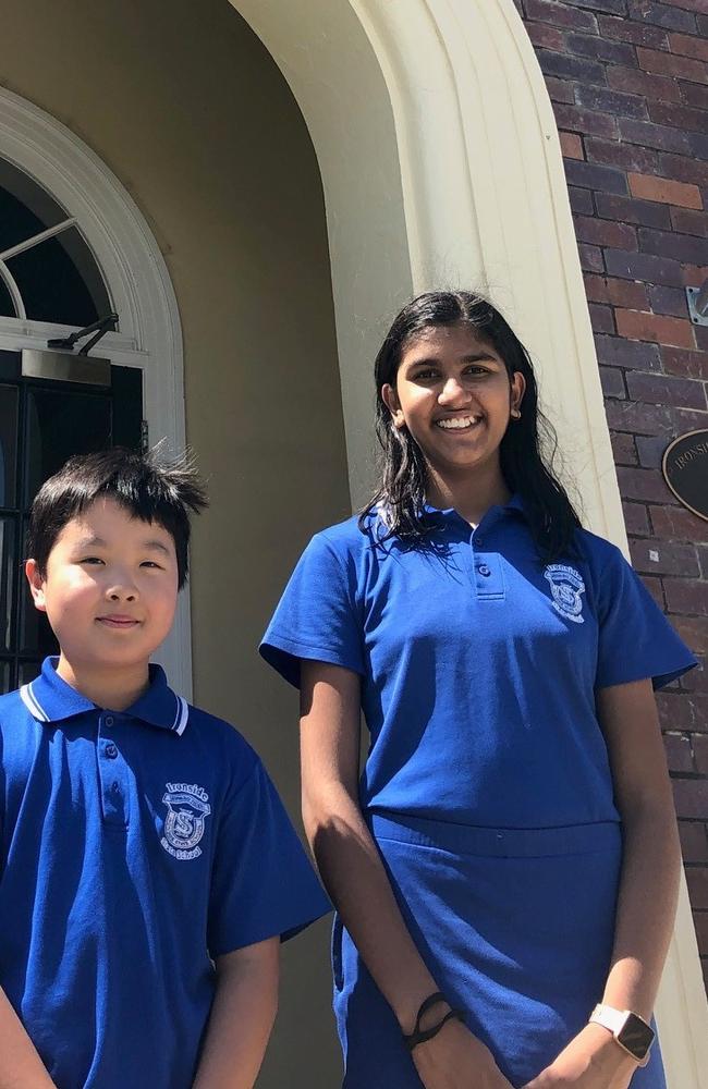 Ironside State School captains Aaron Ding and Alankrita Mishra.