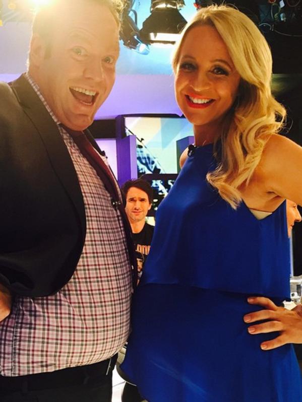 Bickmore and Helliar on set.