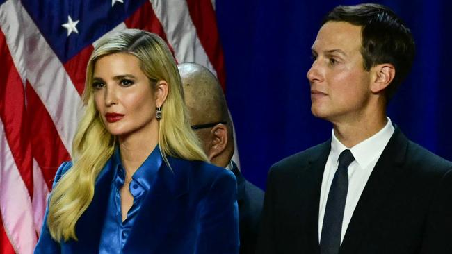 Ivanka Trump and her husband Jared Kushner listen at an election night event at the West Palm Beach Convention Center in Florida on November 6. Picture: Jim Watson/AFP