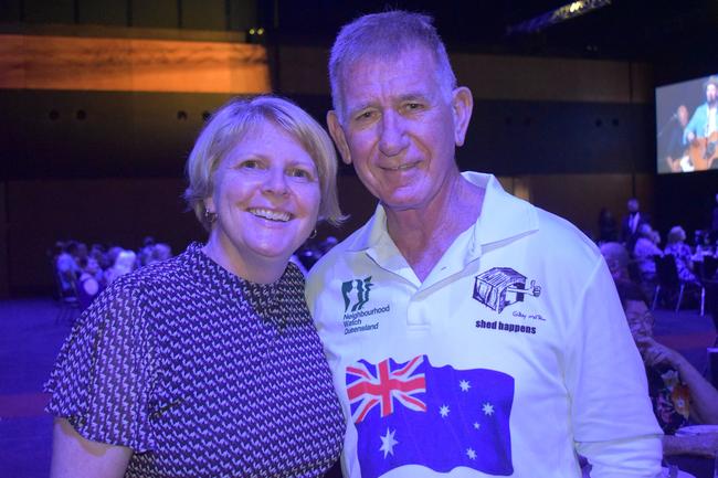 Fiona Koultlis with Mackay Citizen of the Year Frank Cowell at the Mackay Australia Day awards at the MECC on January 25, 2022. Picture: Lillian Watkins