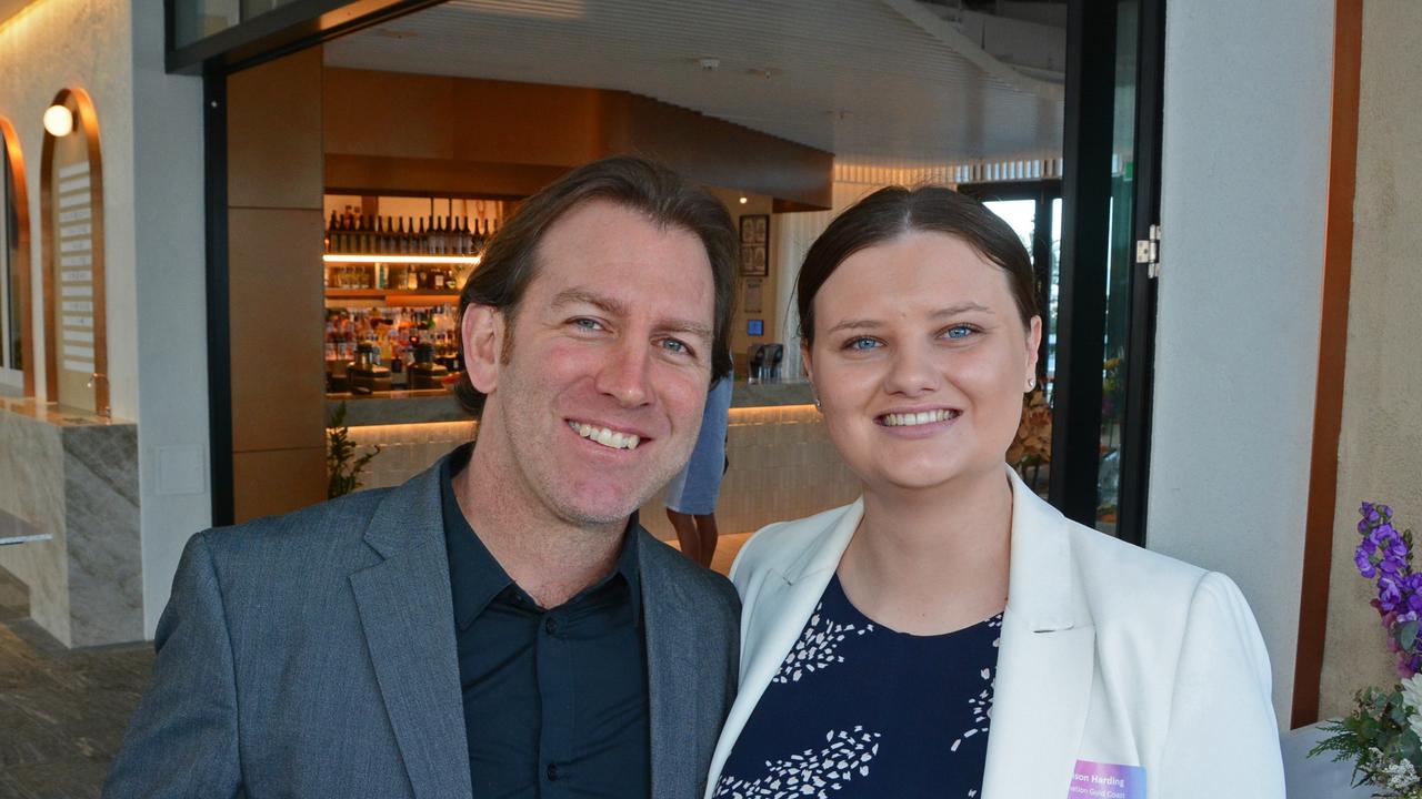 Ryan Keen and Madison Harding at Destination Gold Coast Stars of Tourism breakfast at Isoletto, The Star Gold Coast. Pic: Regina King