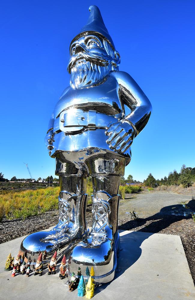 The giant gnome on Peninsula Link at Frankston. Picture: Derrick den Hollander