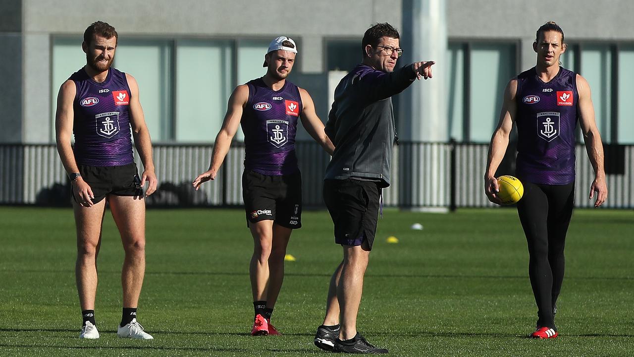 Fremantle assistant coach Josh Carr has been handed a ban. Picture: Paul Kane