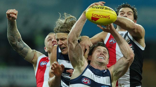 Monday night’s clash between Geelong and St Kilda should be a ripper. Picture: Graham Denholm/AFL Photos via Getty Images