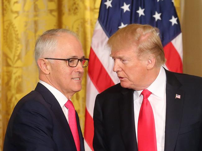 WASHINGTON DC.... US President Donald Trump and Australian Prime Minister Malcolm Turnbull hold a joint press conference in the East room at the White House in Washington DC. .   Pic Nathan Edwards