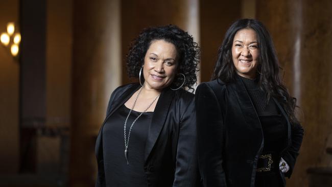 Vika (left) and Linda Bull at the Palais Theatre in Melbourne, ahead of the release in of their album ‘The Wait’ in September 2021. Picture: Arsineh Houspian