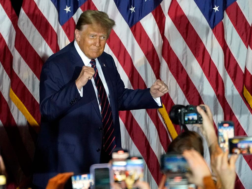 ‘Forcing Trump to fight generational change’ … the Republican presidential hopeful and former US President shows off his moves after winning the New Hampshire primary.