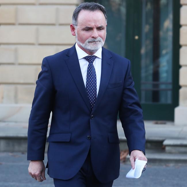 Tasmanian Labor leader David O’Byrne announces he is stepping aside pending an investigation into sexual harassment claims. Picture: Nikki Davis-Jones