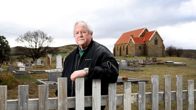 Historian Reg Watson outside St James Church at Jericho. Picture: SAM ROSEWARNE.