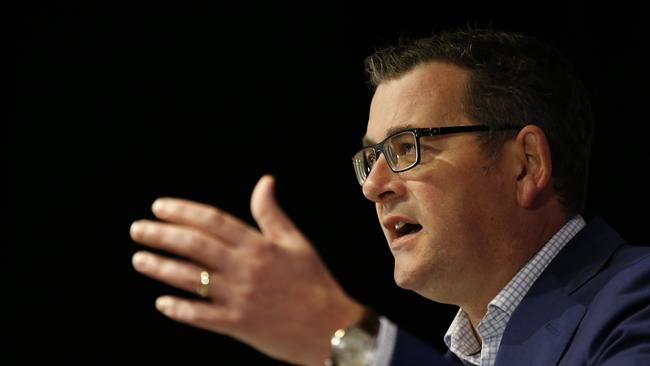 Premier Daniel Andrews addresses media on Friday. Picture: Getty Images