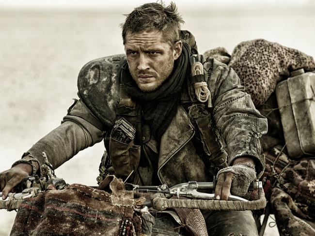 This photo provided by Warner Bros. Pictures shows Tom Hardy, as Max Rockatansky, in Warner Bros. Pictures’ and Village Roadshow Pictures’ action adventure film, “Mad Max:Fury Road," a Warner Bros. Pictures release. (Jasin Boland/Warner Bros. Pictures via AP)