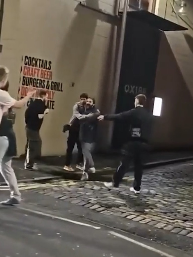 Shia LaBeouf was seen fighting with a group of men on the streets in Scotland. Picture: Twitter.