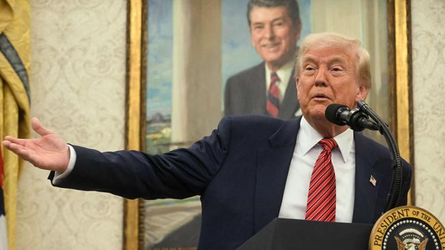 US President Donald Trump speaks during a swearing in ceremony for the Ambassador to China, former Republican Senator of Georgia, David Perdue at the White House. Picture: Jim Watson/AFP