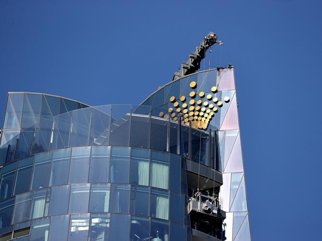 SYDNEY, AUSTRALIA - NewsWire photos SEPTEMBER 3, 2021: A man in a basket at Crown Sydney Casino at Barangaroo during COVID-19 Lockdown in Sydney. Picture: NCA NewsWire / Dylan Coker