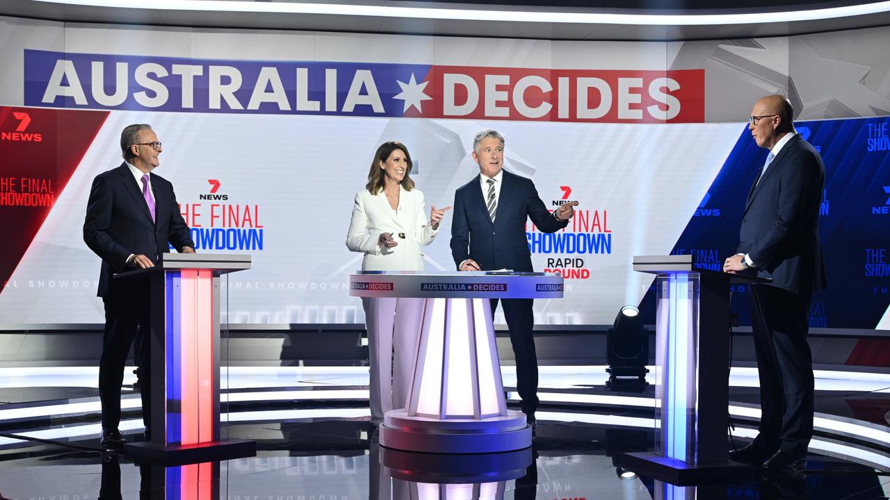 The fourth and final debate quickly spiralled into a prank show. Picture: Lukas Coch/POOL/ via NewsWire