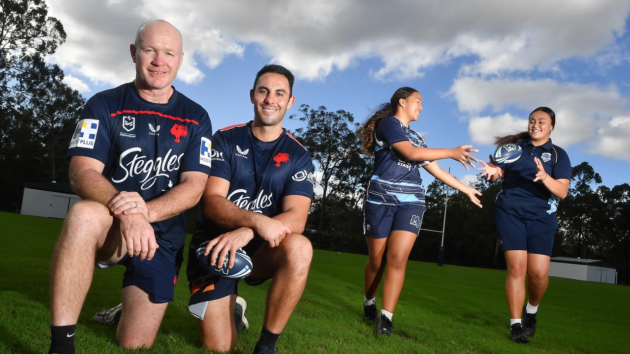 John Strange, Blake Cavallaro with Eden Tutakangahau and Sianah Misa at Mabel Park shs. Picture, John Gass