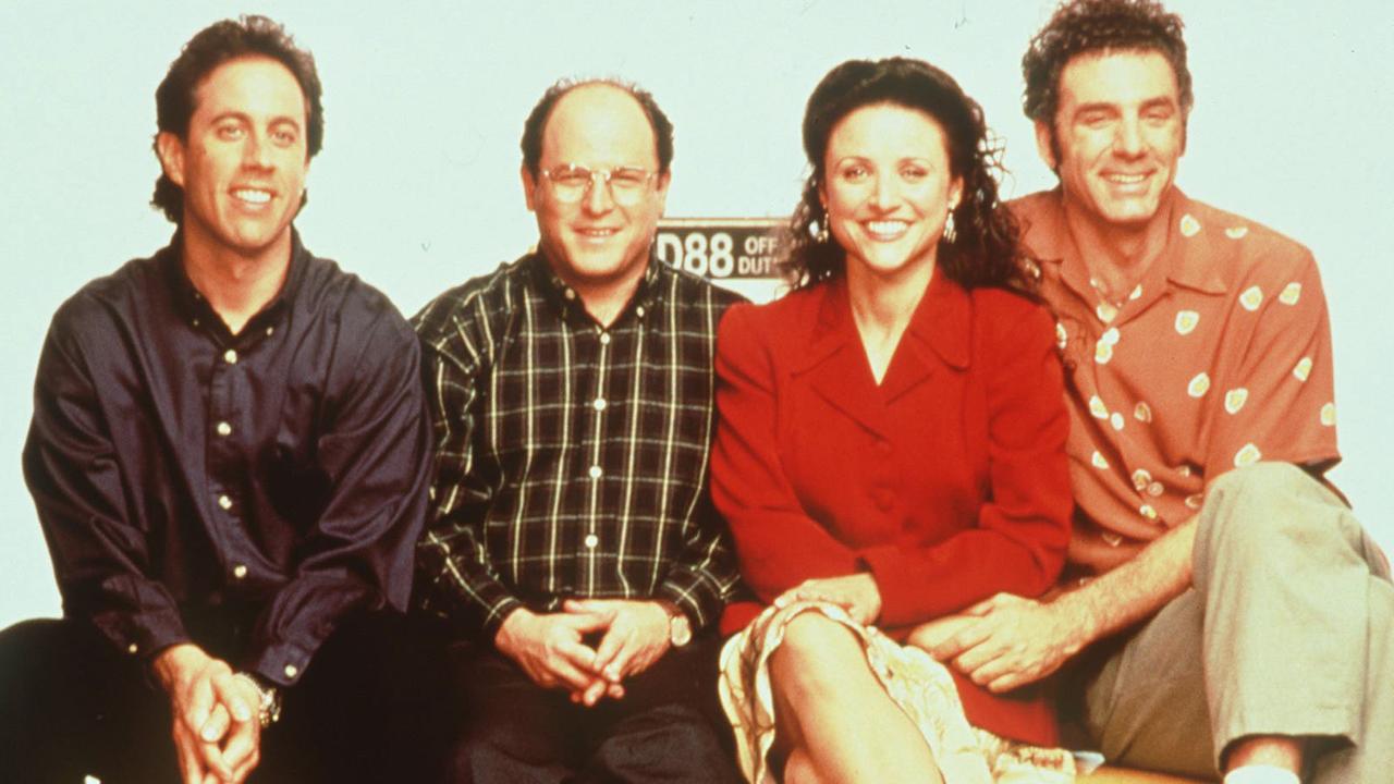Jerry Seinfeld, Jason Alexander as George Costanza, Julia Louis Dreyfus as Elaine, Michael Richards as Cosmo Kramer.