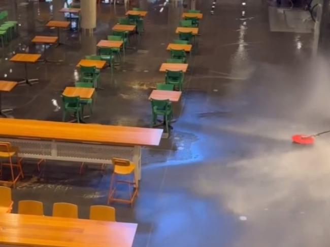 Part of Robina Town Centres' The Kitchen’s closed until further notice after flooding. Photo: Lachlan Waugh/Instagram