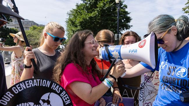 Anti-abortion activists outside the Supreme Court in Washington. Picture: AFP