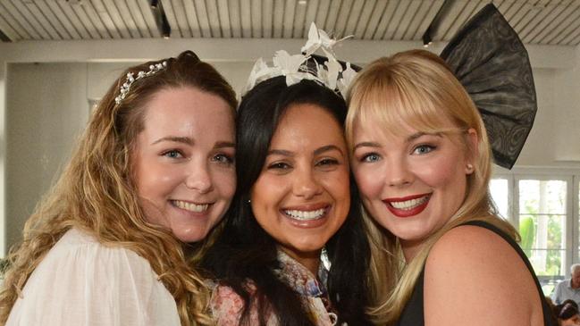 Taela Boersen, Faye Giorgas and Chani Bayley celebrating Melbourne Cup day at The Garden Kitchen & Bar, The Star Gold Coast. Pic: Regina King (copyright restrictions apply 07 55322193). "FEES APPLY, ONE TIME USE, NO ON-SELL OR ON-PASS". Pic for The Inside Word GC Bulletin ONE TIME USE ONLY. Please call for permission to use.