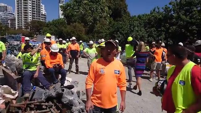 Union members protest against Mayor Tom Tate