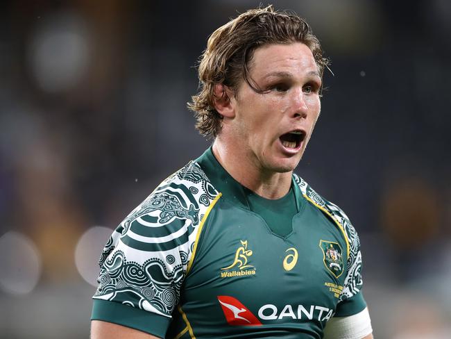 SYDNEY, AUSTRALIA - DECEMBER 05: Michael Hooper of the Wallabies looks on during the 2020 Tri-Nations match between the Australian Wallabies and the Argentina Pumas at Bankwest Stadium on December 05, 2020 in Sydney, Australia. (Photo by Mark Kolbe/Getty Images)