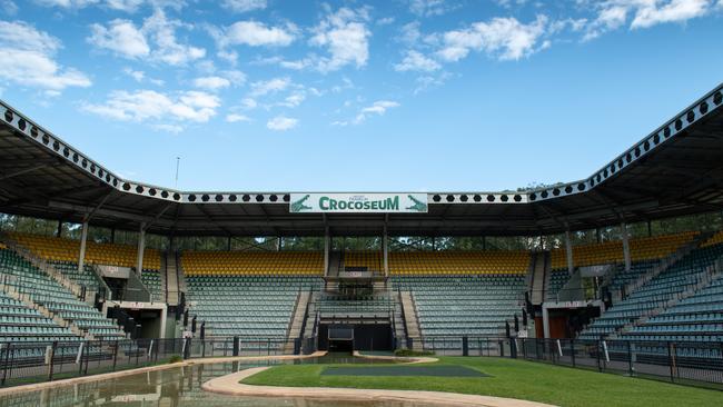 Inside an empty Crocoseum at Australia Zoo, as seen in <i>Crikey! It's The Irwins: Life in Lockdown.</i> Picture: supplied/ Animal Planet