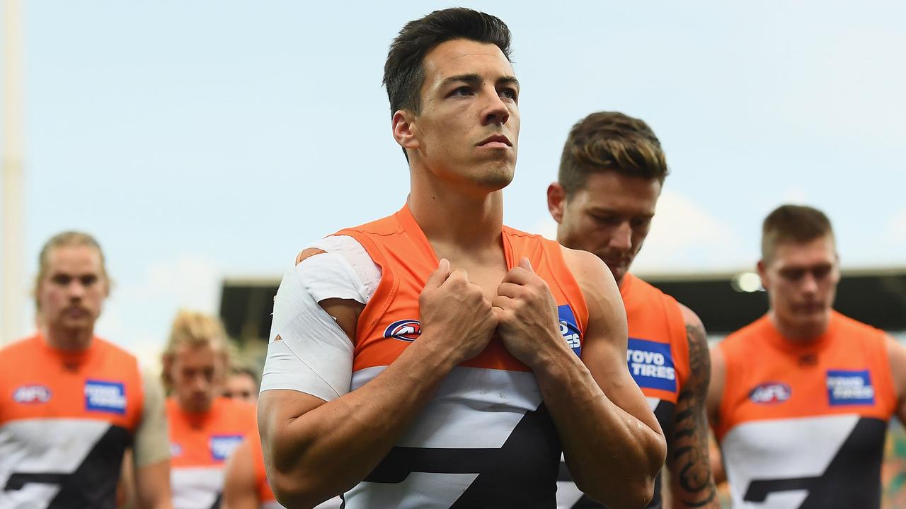 Dylan Shiel looks dejected after a loss this season.