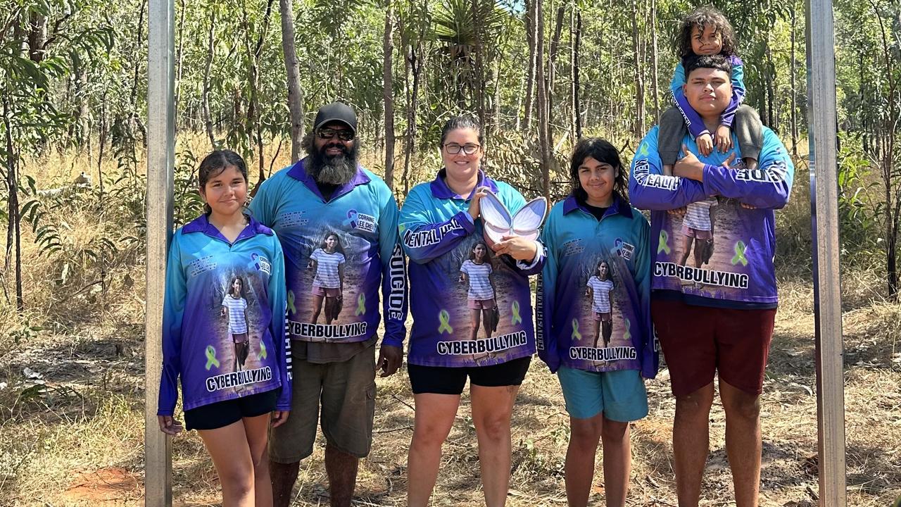 Sister Sienna Lee-Cheu, father Monty Lee-Cheu with mother Jodie Fitzgerald. Brothers Tristin Lee-Cheu, Damian Lee-Cheu and Liam Lee-Cheu (on Damian's shoulders). Picture: Supplied.