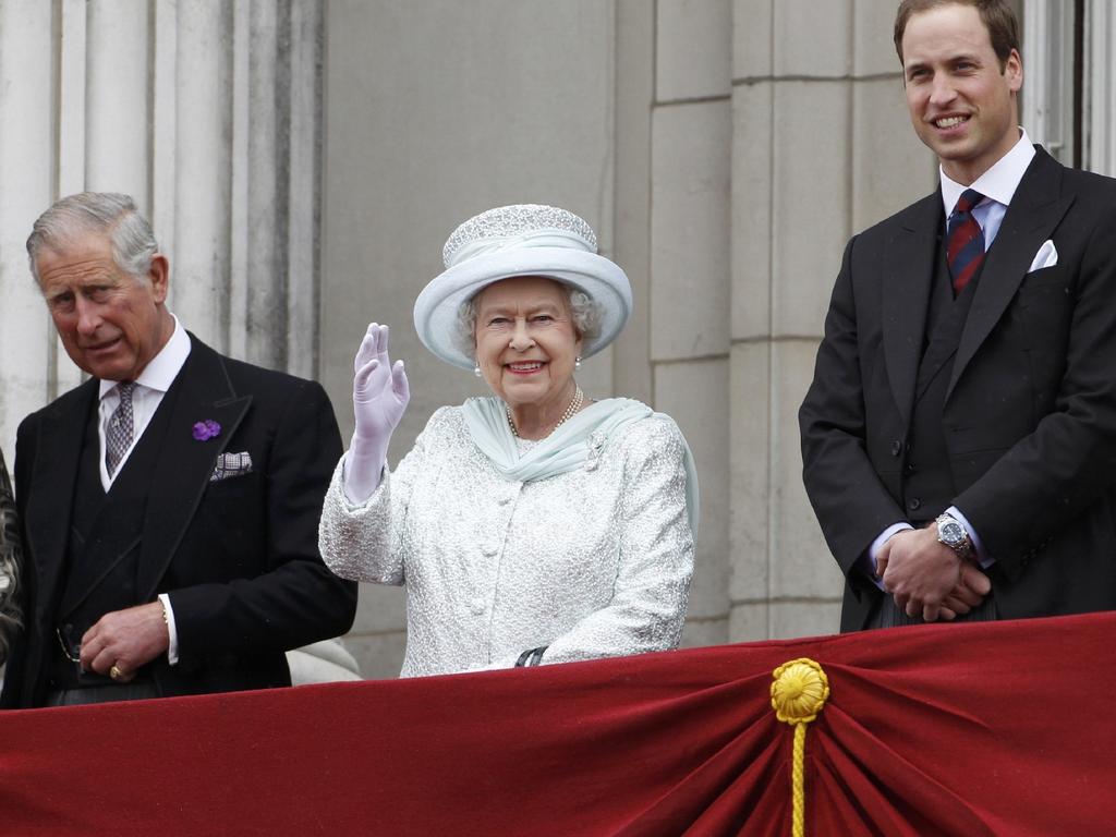 Royal line of succession — the Queen with Prince Charles and Prince William. Picture: AFP PHOTO/Stefan Wermuth