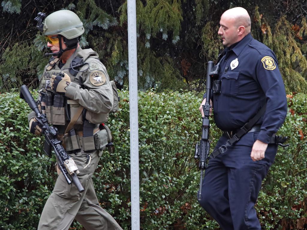 First responders arrive at the Tree of Life Synagogue in Pittsburgh. Picture: AP