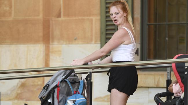 Jazmine Edwards was told by Magistrate Jayne Basheer to wear something more appropriate after she appeared in court wearing a singlet top and shorts. Picture: NCA NewsWire/Naomi Jellicoe