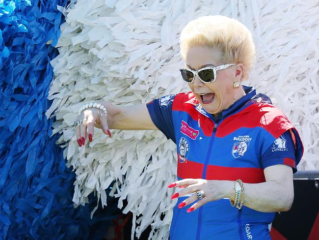 AFLW trailblazer Susan Alberti shows her support during the round one AFLW match between the Western Bulldogs and the Fremantle Dockers. Picture: Getty Images