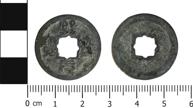 The worn cast copper alloy Chinese coin, from the Northern Song dynasty (960 AD to 1127 AD), minted during the Xining reign between 1068 and 1077 AD, and found in Britain. Picture: Portable Antiquities Scheme