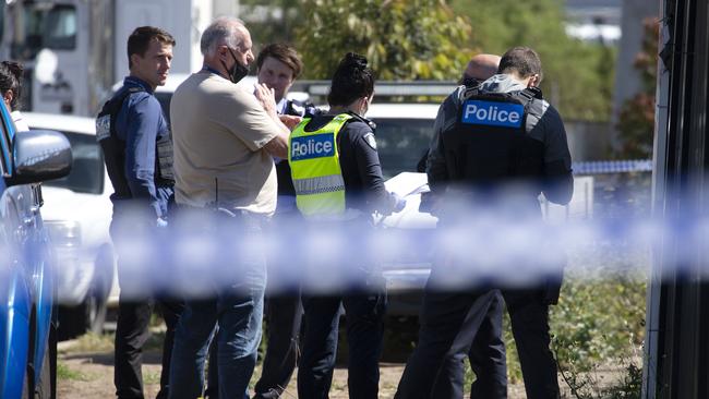 Police at the scene in Ravenhall. Picture: Sarah Matray